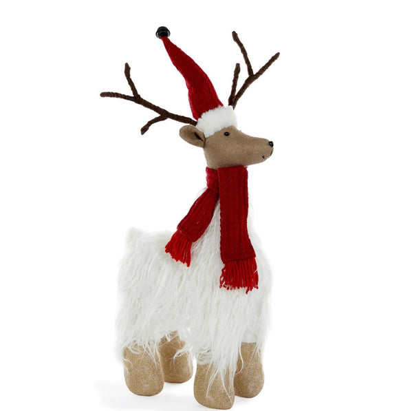 Large Reindeer with Scarf White 21cm x 12cm x 45cm AXA003