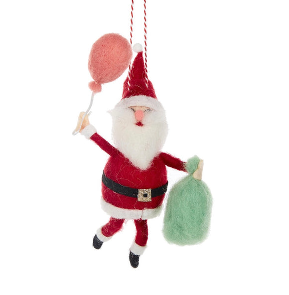 Wool Santa with Balloon 11cm x 5cm x 14cm AXH029