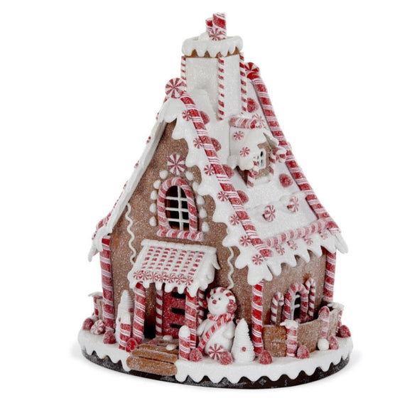 LED Gingerbread House with Snowman 24cm x 19cm x 30cm AXB054