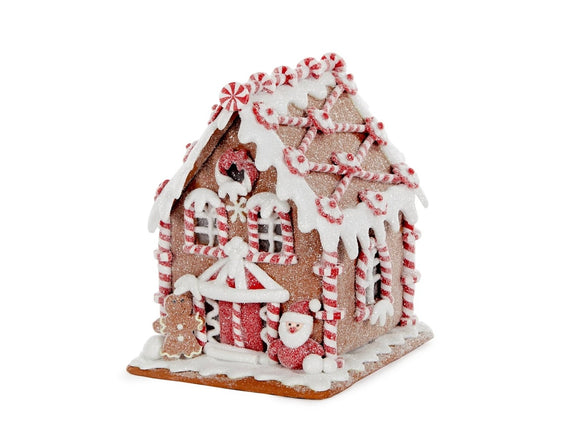 LED Gingerbread House with Santa  14cm x 12.5cm x 15cm AXB055