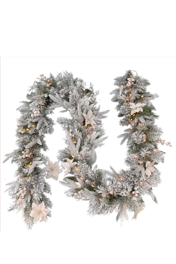 Frosted Colonial Garland 274cm with LED lights